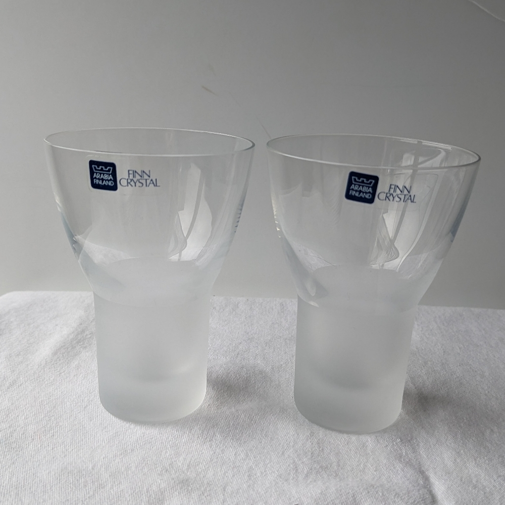 Arabia Finland Finn Crystal Old Fashioned Glasses - 2 with Original Labels
